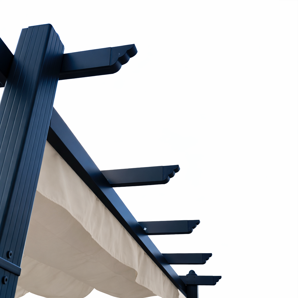 Pergola 3 x 3 m – liukuva kattokangas, alumiinirunko, 250 g PU-kangas, beige