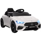 Lasten sähköauto Mercedes-AMG 12V, kaukosäädin, 3-pisteturvavyö, USB ja MP3, 3–6 v, valkoinen