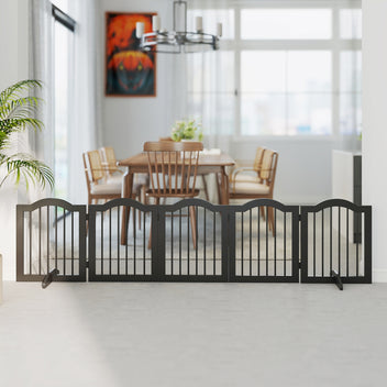 Koiraportti viisi paneelia ja tukijalat, massiivipuu ja MDF, taittuva, 261,5 x 61 cm, musta
