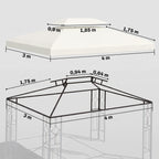 Varakatto 3 x 4 m paviljonkiin, kaksoiskatto, kermanvalkoinen