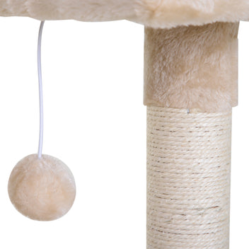 Kissan raapimispuu riippumatolla ja kolmella sisalpylväällä, 70 cm, beige