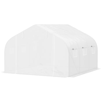 Tunnelikasvihuone kuudella verkkoikkunalla, 3,5 x 3 x 2 m, valkoinen