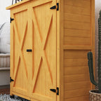 Matala puutarhakaappi kahdella ovella, 110 x 55 x 117 cm, keltainen