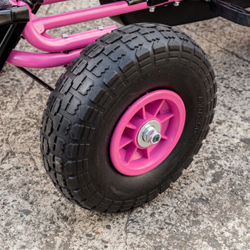 Lasten polkukartingauto käsijarrulla ja kytkimellä, EVA-renkaat, 3–8 v, pinkki