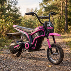Lasten sähkömoottoripyörä 24V 350 W, kahvakaasu, takajousitus, 8–16 km/h, 8–12 v, pinkki