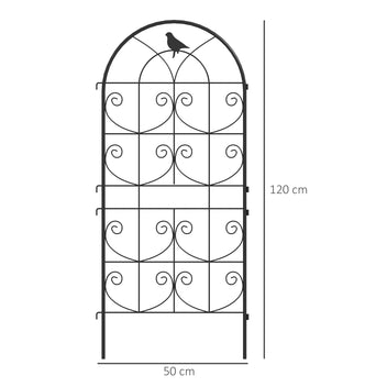 Metallisäleiköt lintukoristeilla, malli 2, 2 kpl, 50 x 120 cm, musta
