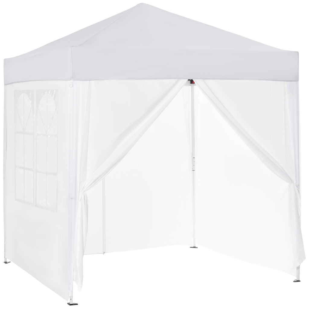 Pop up -paviljonki 2 x 2 m, 4 irrotettavaa sivuseinää ja kantolaukku, valkoinen