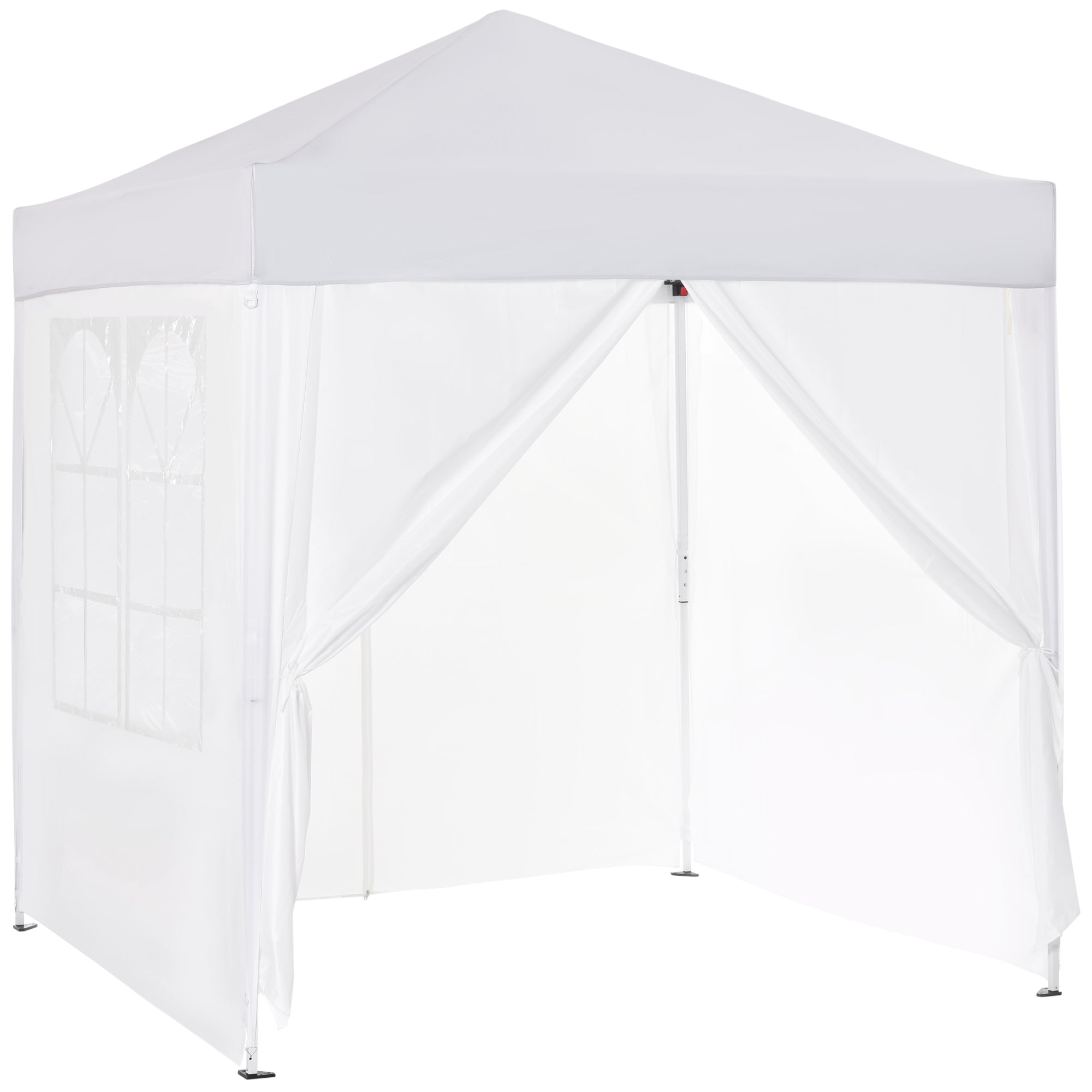 Pop up -paviljonki 2 x 2 m, 4 irrotettavaa sivuseinää ja kantolaukku, valkoinen