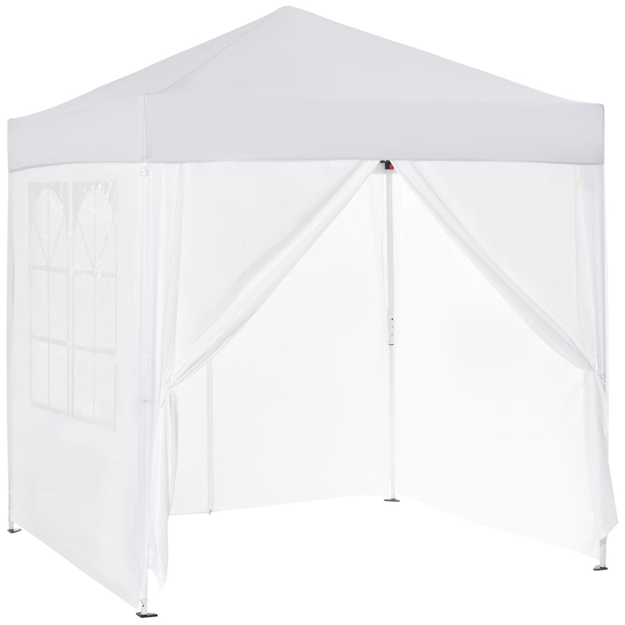 Pop up -paviljonki 2 x 2 m, 4 irrotettavaa sivuseinää ja kantolaukku, valkoinen