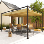 Pergola liukukatolla, 4 x 3 m, khaki