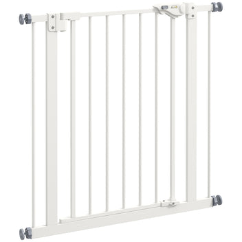 Koiraportti ilman porausta, automaattisesti sulkeutuva, leveys 74–80 cm, metalli, valkoinen