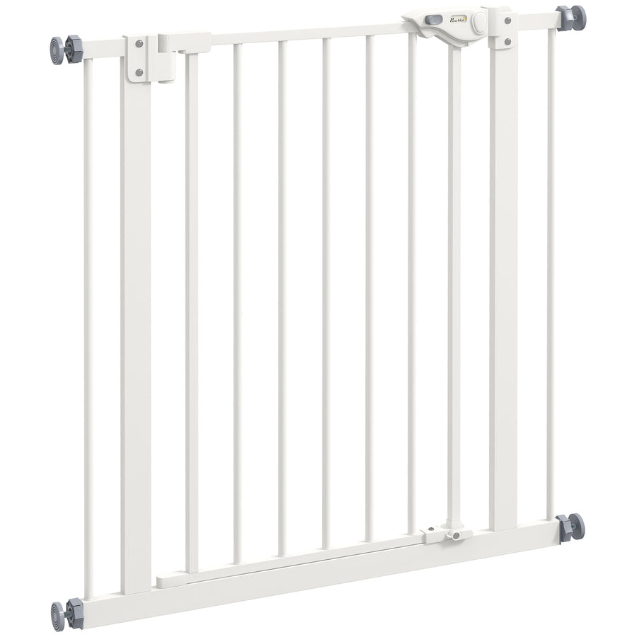 Koiraportti ilman porausta, automaattisesti sulkeutuva, leveys 74–80 cm, metalli, valkoinen