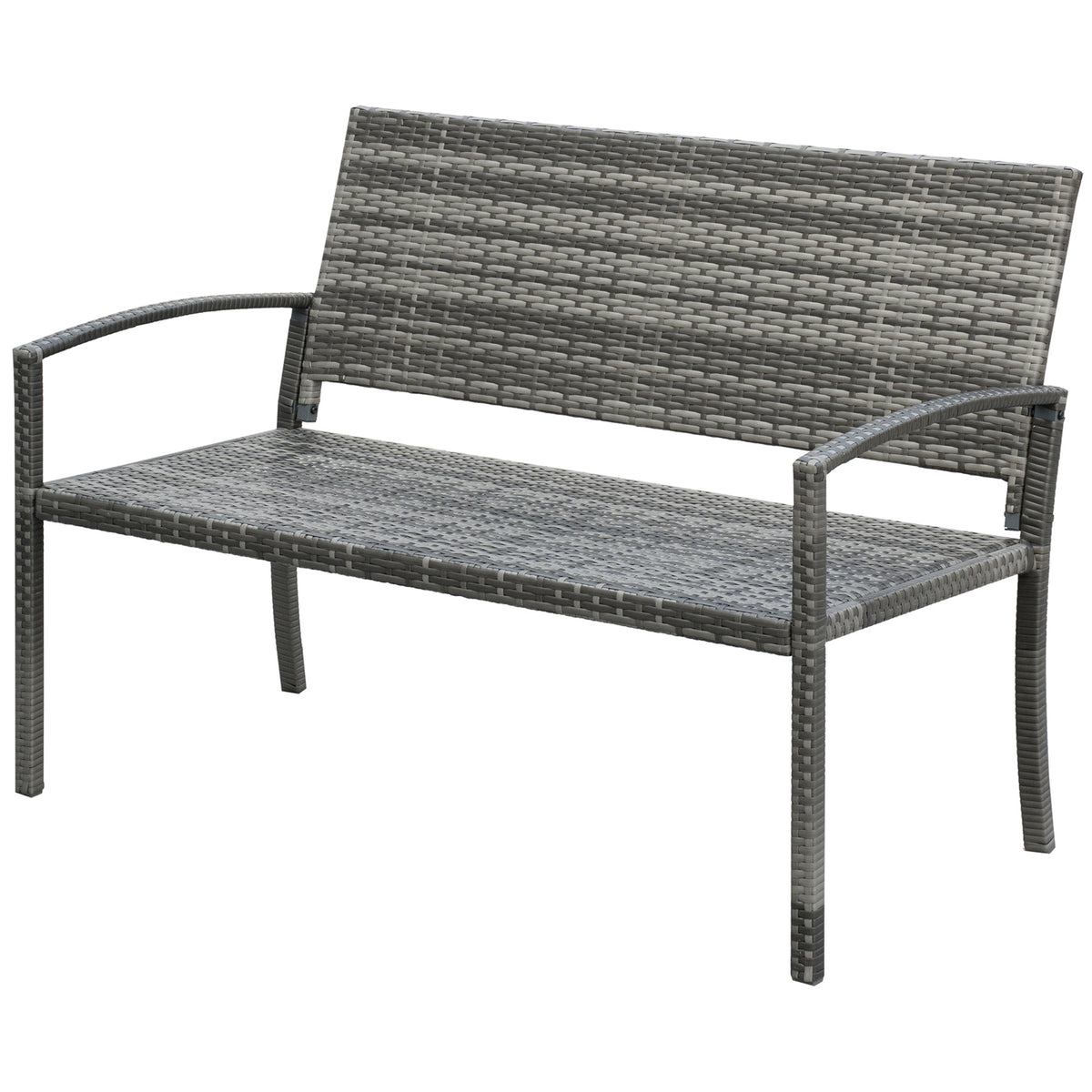 Polyrottinkinen puutarhapenkki teräsrungolla, 2-istuttava, 122 cm, ruskea