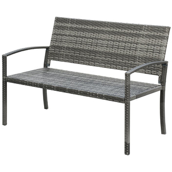 Polyrottinkinen puutarhapenkki teräsrungolla, 2-istuttava, 122 cm, ruskea