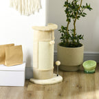 Kulmaan sopiva kissan raapimispylväs kahdella pallolla, 58 cm, kermanvalkoinen