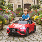 Lasten sähköauto Mercedes-AMG 12V, kaukosäädin, 3-pisteturvavyö, USB ja MP3, 3–6 v, punainen