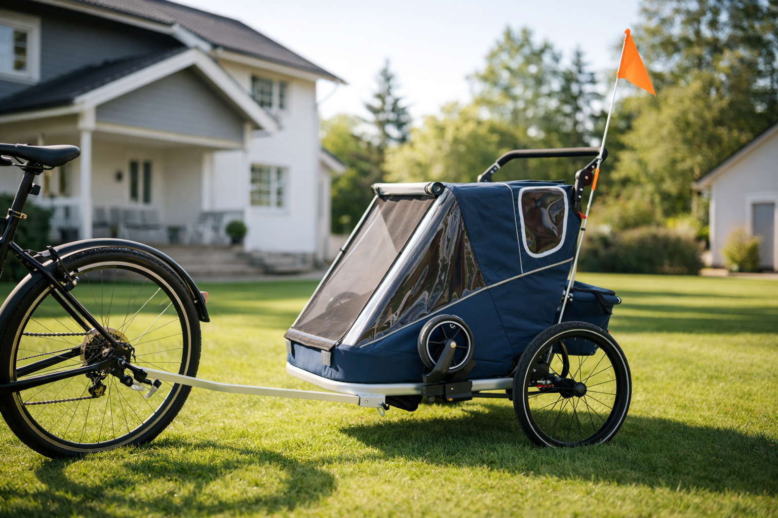 Fiigo Polkupyörän Peräkärry 2 Lapselle, Navy