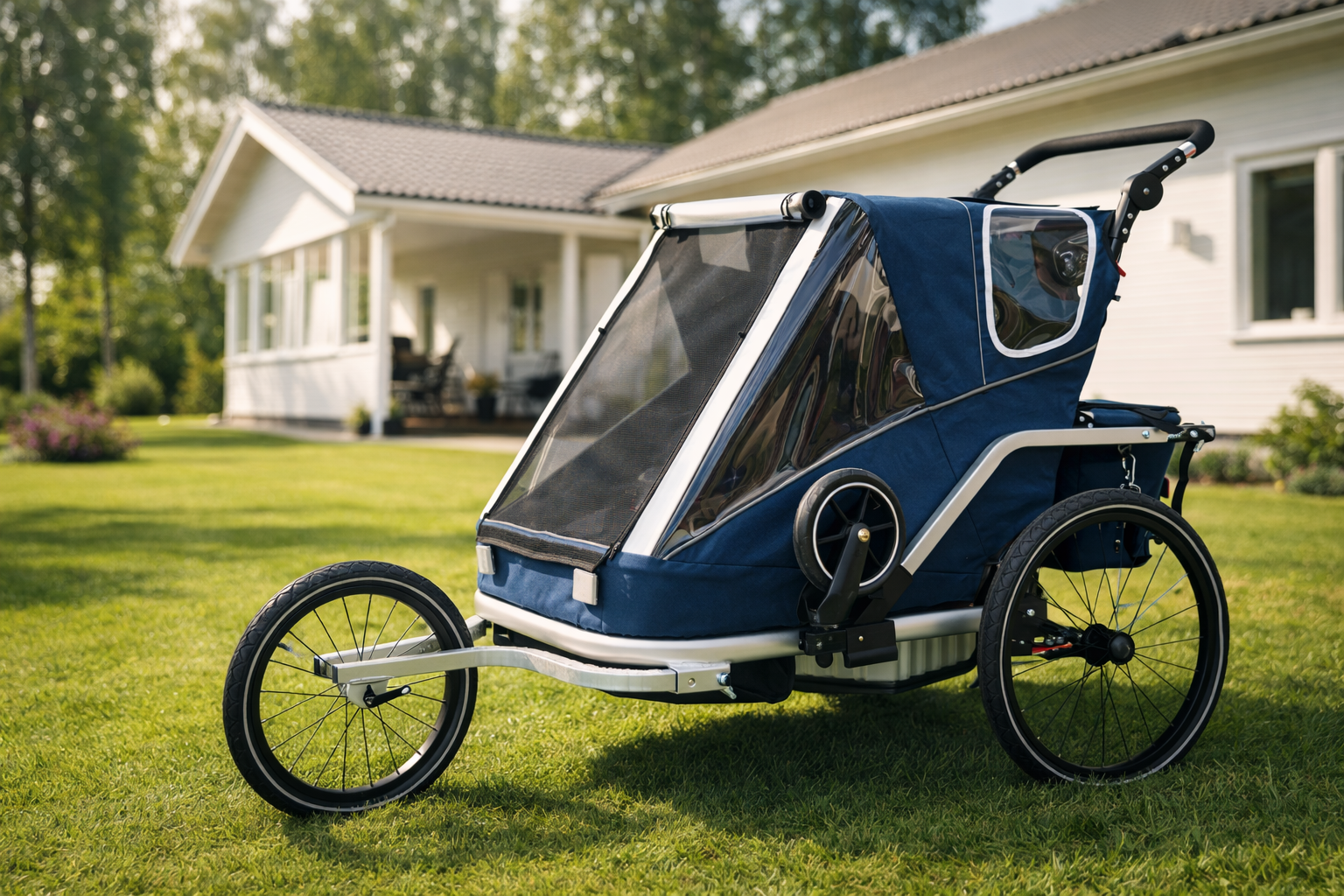 Fiigo Polkupyörän Peräkärry 2 Lapselle, Navy