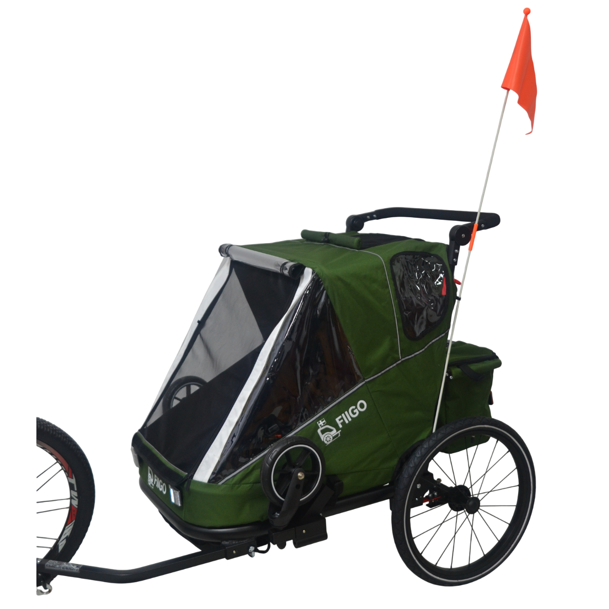 Fiigo Polkupyörän Peräkärry 2 Lapselle, Army