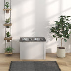 Koiran ruokintateline 30 l piilosäilytyksellä ja 2 RST-kupilla 2 l, 60 x 30 x 42 cm, valkoinen/harmaa