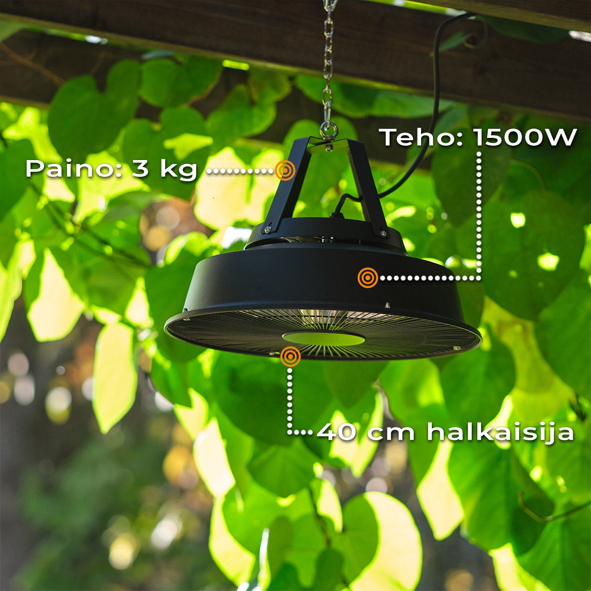 FORNORTH TERASSILÄMMITIN CEILING HEATER COMFORT 1500W, MUSTA