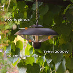 FORNORTH TERASSILÄMMITIN CEILING HEATER DELUXE 2000W + ETÄOHJAUS, MUSTA