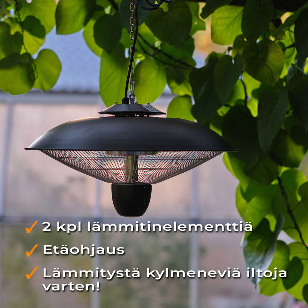 FORNORTH TERASSILÄMMITIN CEILING HEATER DELUXE 2000W + ETÄOHJAUS, MUSTA
