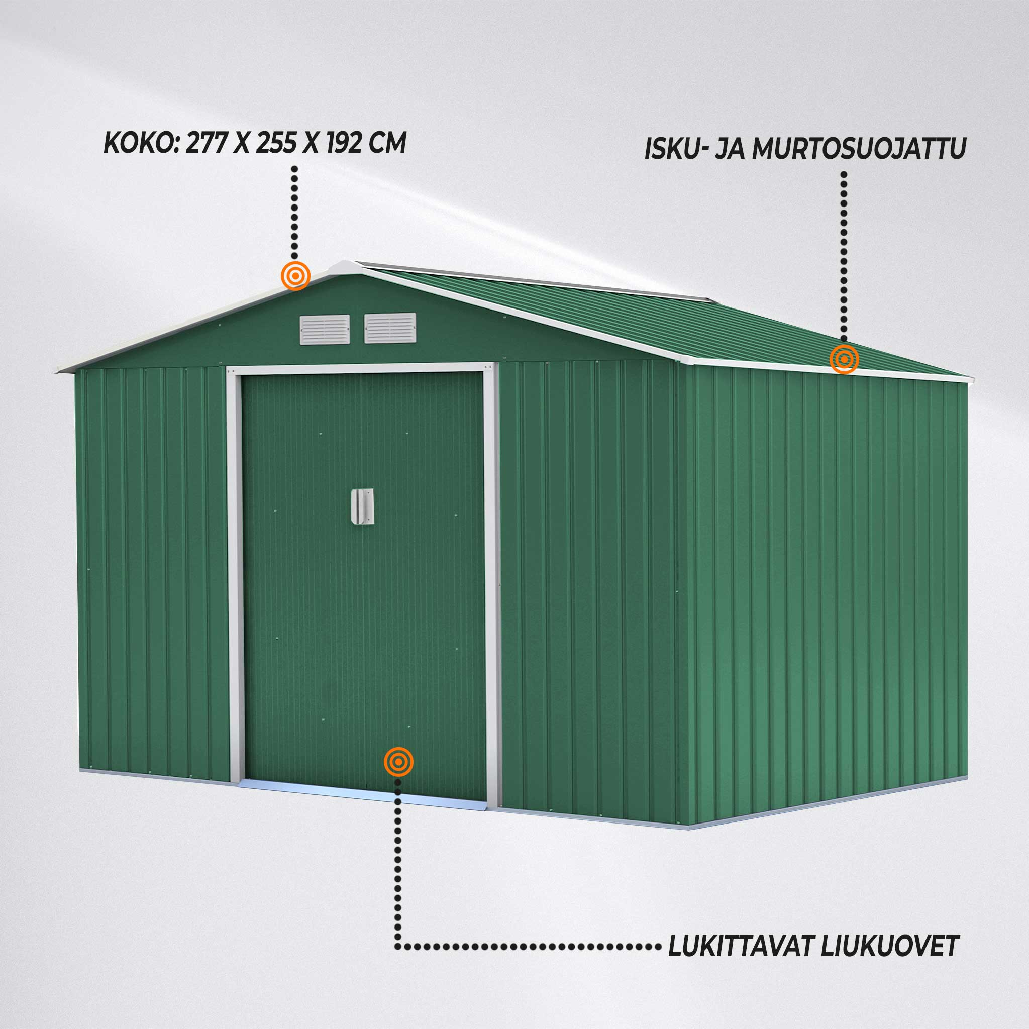 FORNORTH PIHAVARASTO 277x255cm, 7.06m2, green + sokkeli