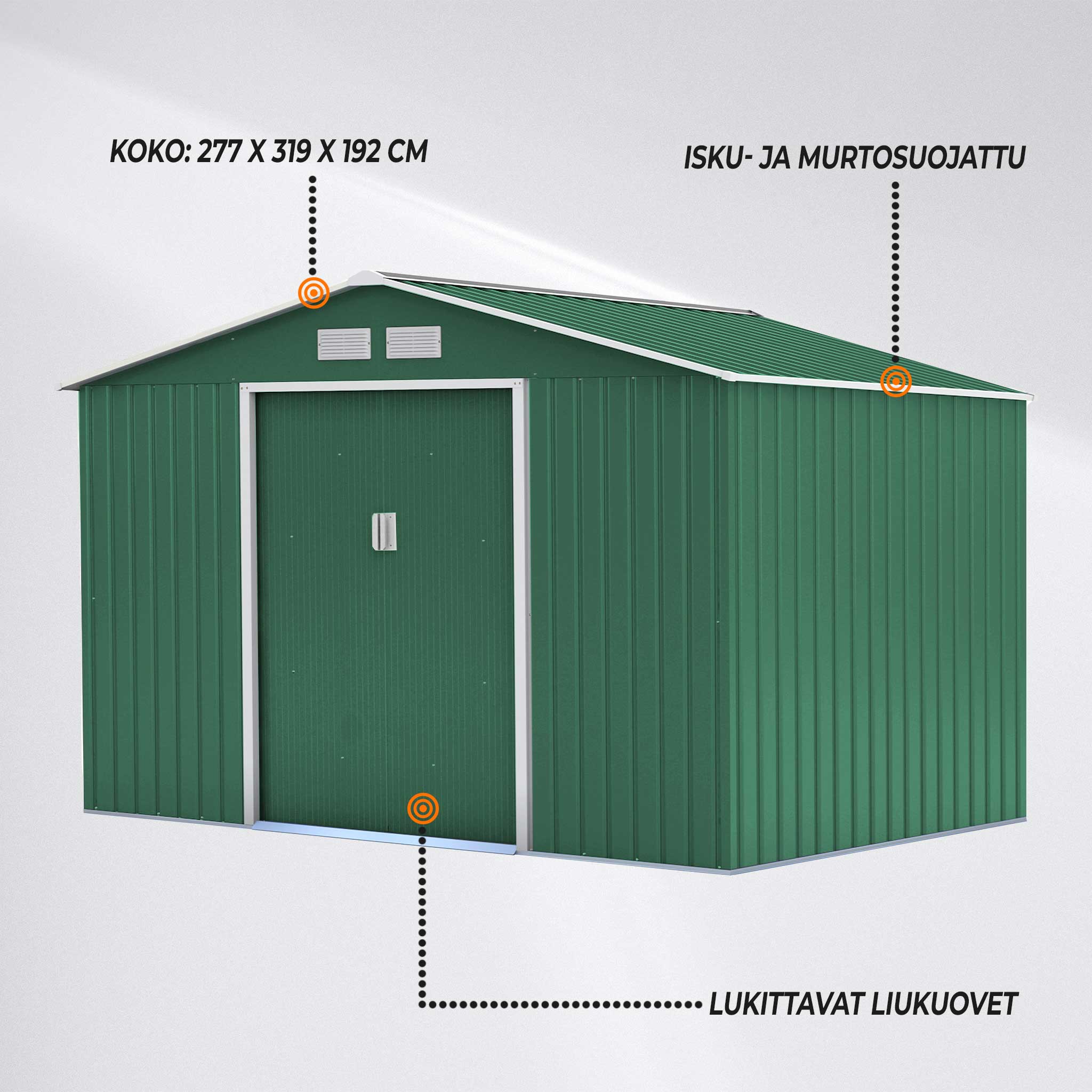 FORNORTH PIHAVARASTO 277x319cm, 8.84m2, green + sokkeli