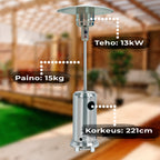 FORNORTH TERASSILÄMMITIN STAND PATIO 13KW KAASUKÄYTTÖINEN, ROSTERI