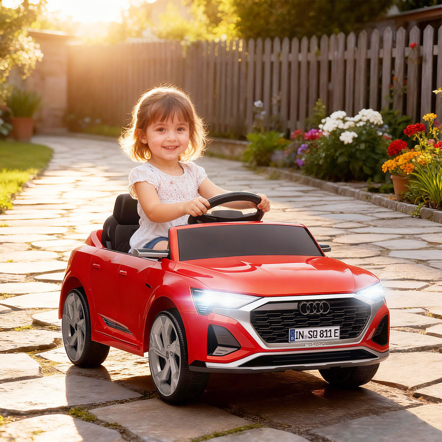 Lasten sähköauto Audi Q8 e-tron Sportback 12V, kaukosäädin, jousitus, 3–5 v, punainen