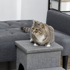 Lemmikin portaat petillä ja piilotetulla säilytystilalla, 10 kg asti, 73,5 x 33 x 40,5 cm, vaaleanharmaa