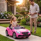 Lasten sähköauto Mercedes SLC 300, kaukosäädin, LED-valot ja musiikki, 3–6 v, pinkki
