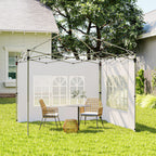 Ikkunalliset sivuseinät pop-up-paviljonkiin 3 x 3 / 3 x 4 m, 2 kpl, valkoinen