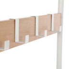 Eteiskaluste, naulakko kenkäpenkillä, 4-in-1-rakenne, 9 irrotettavaa koukkua ja vaatetanko, eteiseen, 34 × 73,6 × 183,5 cm, moderni, tammi ja kerma