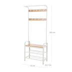 Eteiskaluste, naulakko kenkäpenkillä, 4-in-1-rakenne, 9 irrotettavaa koukkua ja vaatetanko, eteiseen, 34 × 73,6 × 183,5 cm, moderni, tammi ja kerma