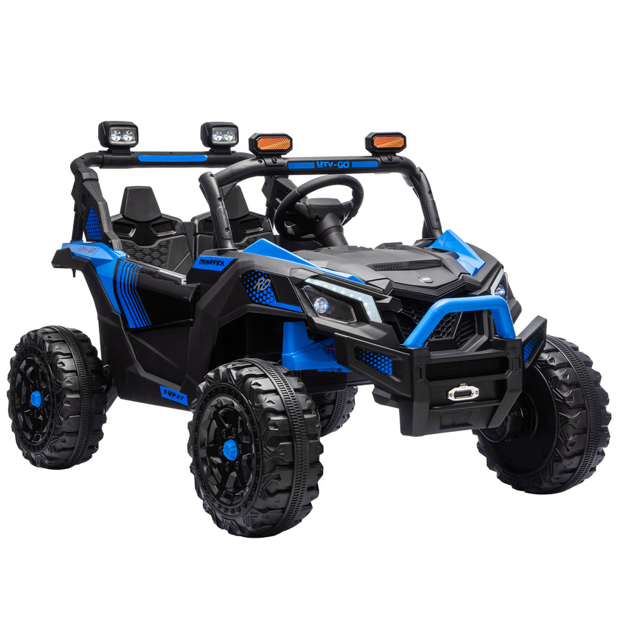 Lasten sähkömaastoauto UTV kahdelle 24V litiumakulla, kaukosäädin, 2 x 120 W, sininen