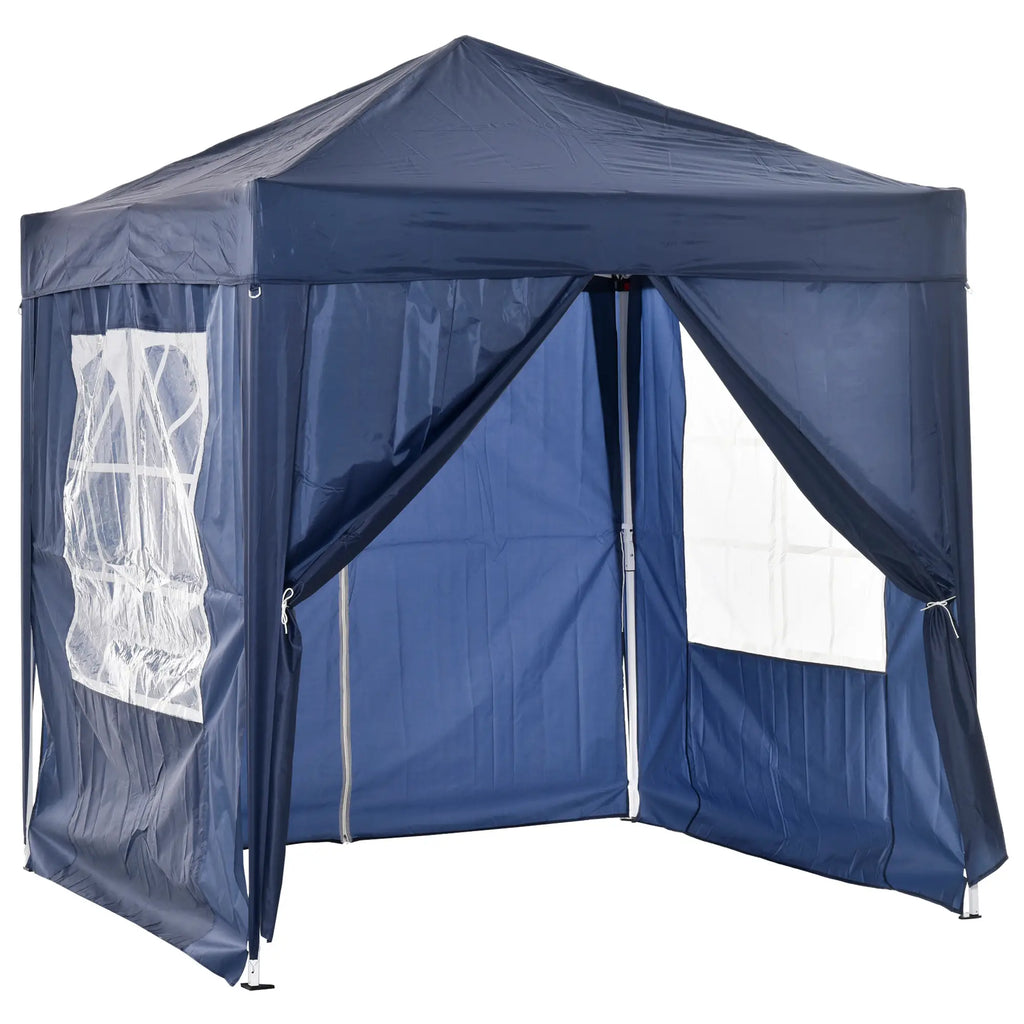 Pop up -paviljonki 2 x 2 m, 4 irrotettavaa sivuseinää ja kantolaukku, sininen