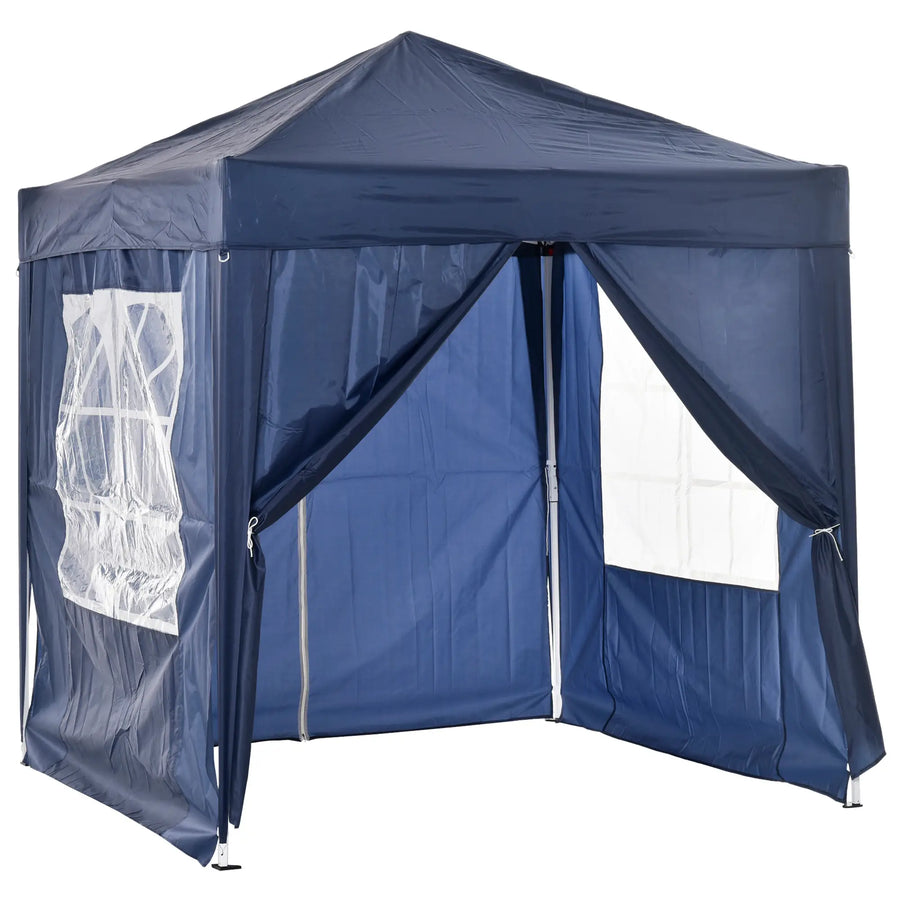 Pop up -paviljonki 2 x 2 m, 4 irrotettavaa sivuseinää ja kantolaukku, sininen