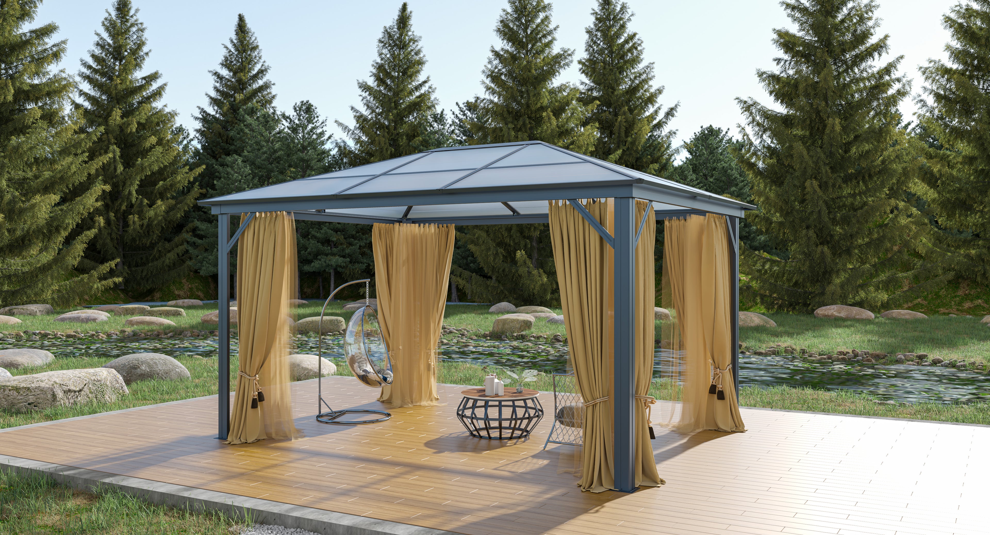 Pohjola Garden Paviljongin verhot ja hyttysverkko