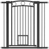 Erittäin korkea koiraportti kissaluukulla, leveys 76–104 cm, korkeus 106 cm, musta