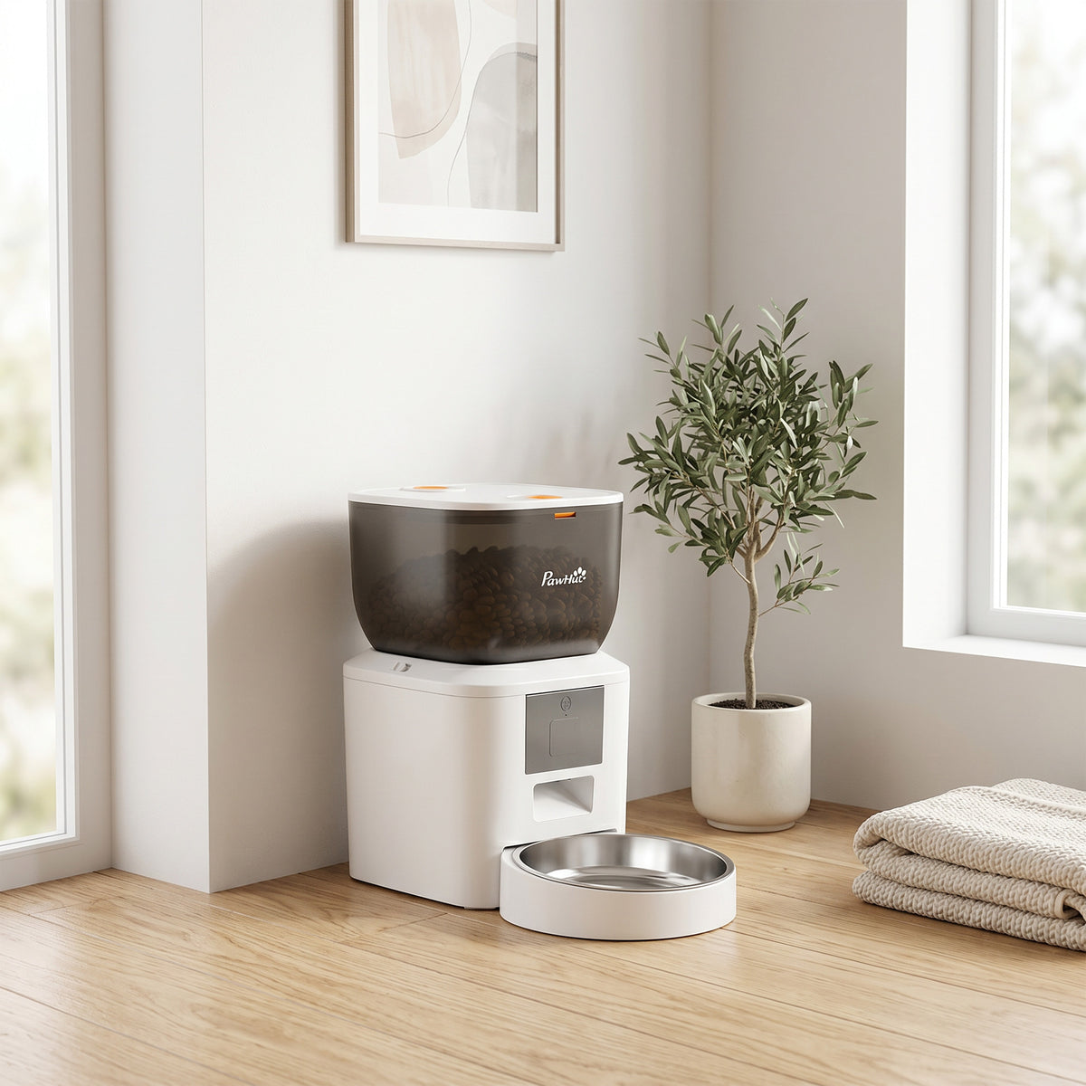 Ruokinta-automaatti WLAN 4 l, sovellusohjaus, 1–10 ateriaa, äänikutsu, valkoinen