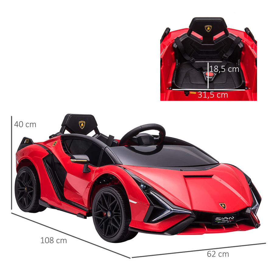 Lasten sähköauto Lamborghini Sián SUV 12V, kaukosäädin ja musiikki, 3–5 v, punainen