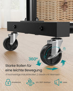 Vaaterekki pyörillä, naulakko, 2 lukittavaa pyörää, makuuhuoneeseen, kantavuus 50 kg, 38 × 110 × 141,5 cm, syvänmusta