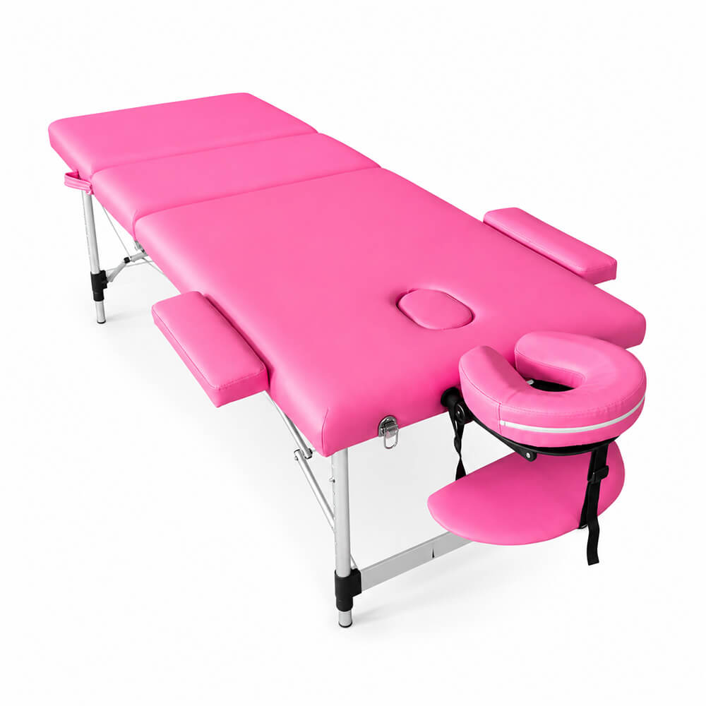 Hierontapöytä Premium 3-vyöhykkeinen 195 × 70 cm, pinkki