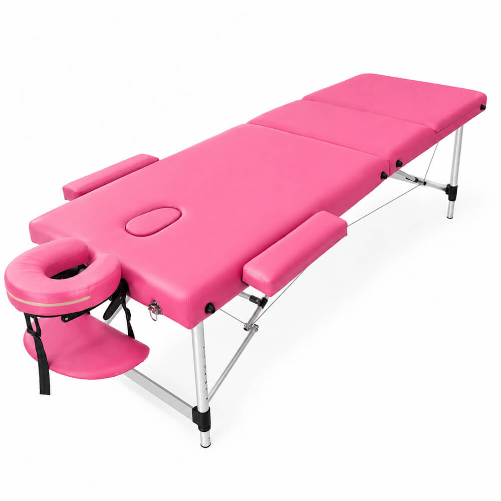 Hierontapöytä Premium 3-vyöhykkeinen 195 × 70 cm, pinkki