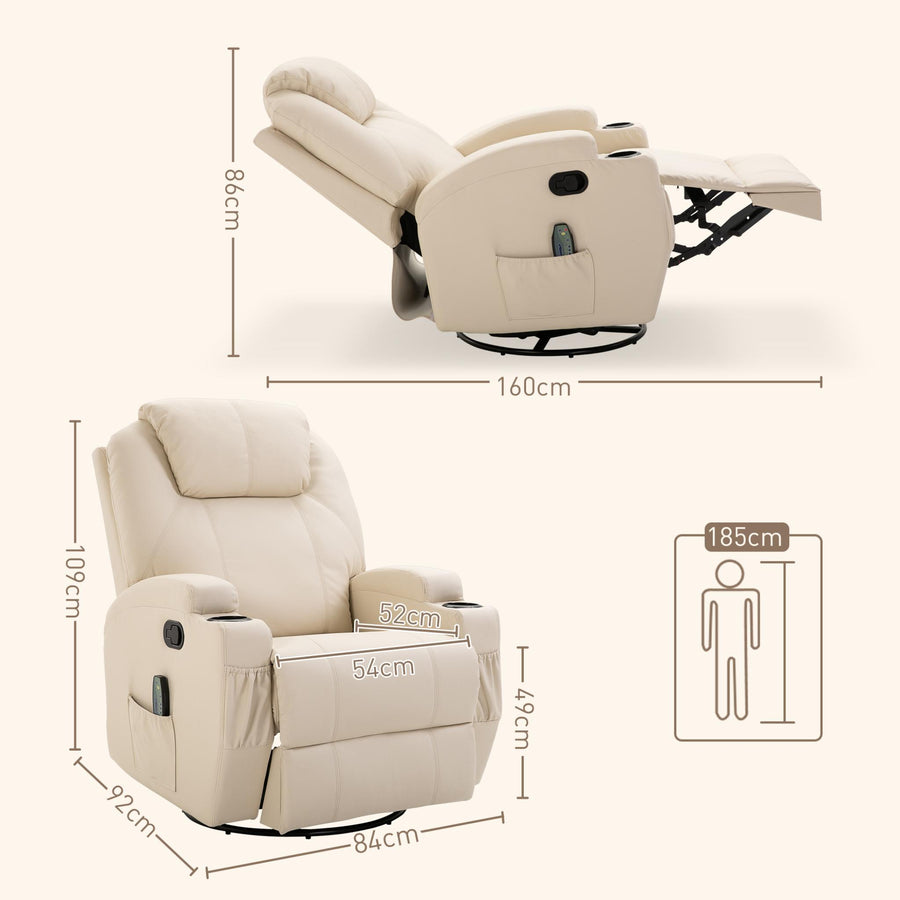 Massagefåtölj, beige