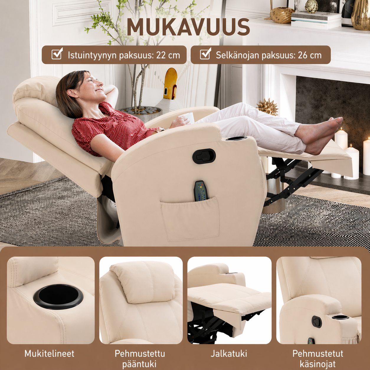 Hierova nojatuoli, beige