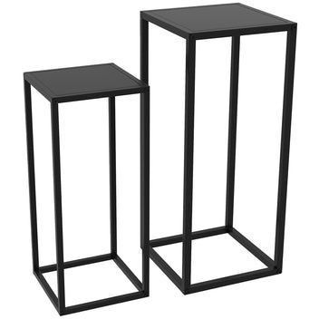 Kukkajakkarat teollisuustyyliin, 2 kpl, 58,5 ja 65 cm, musta