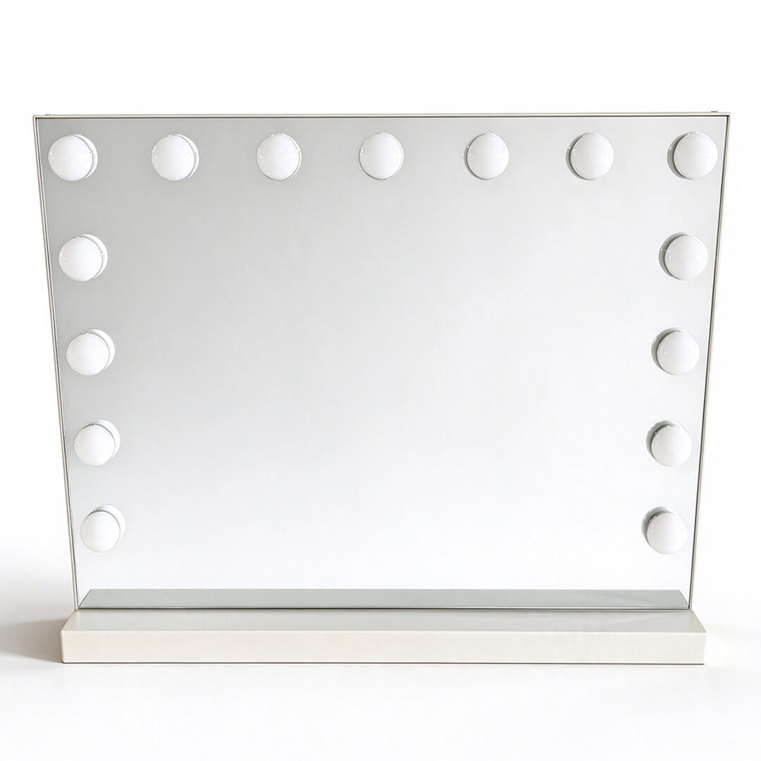 Hollywood-meikkipeili valoilla 58 x 46 cm, beige – 3 valonsävyä, pöytä- ja seinäkiinnitys